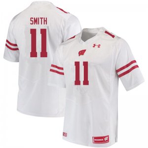 Men's Wisconsin Badgers NCAA #11 Alexander Smith White Authentic Under Armour Stitched College Football Jersey LZ31J34ZW